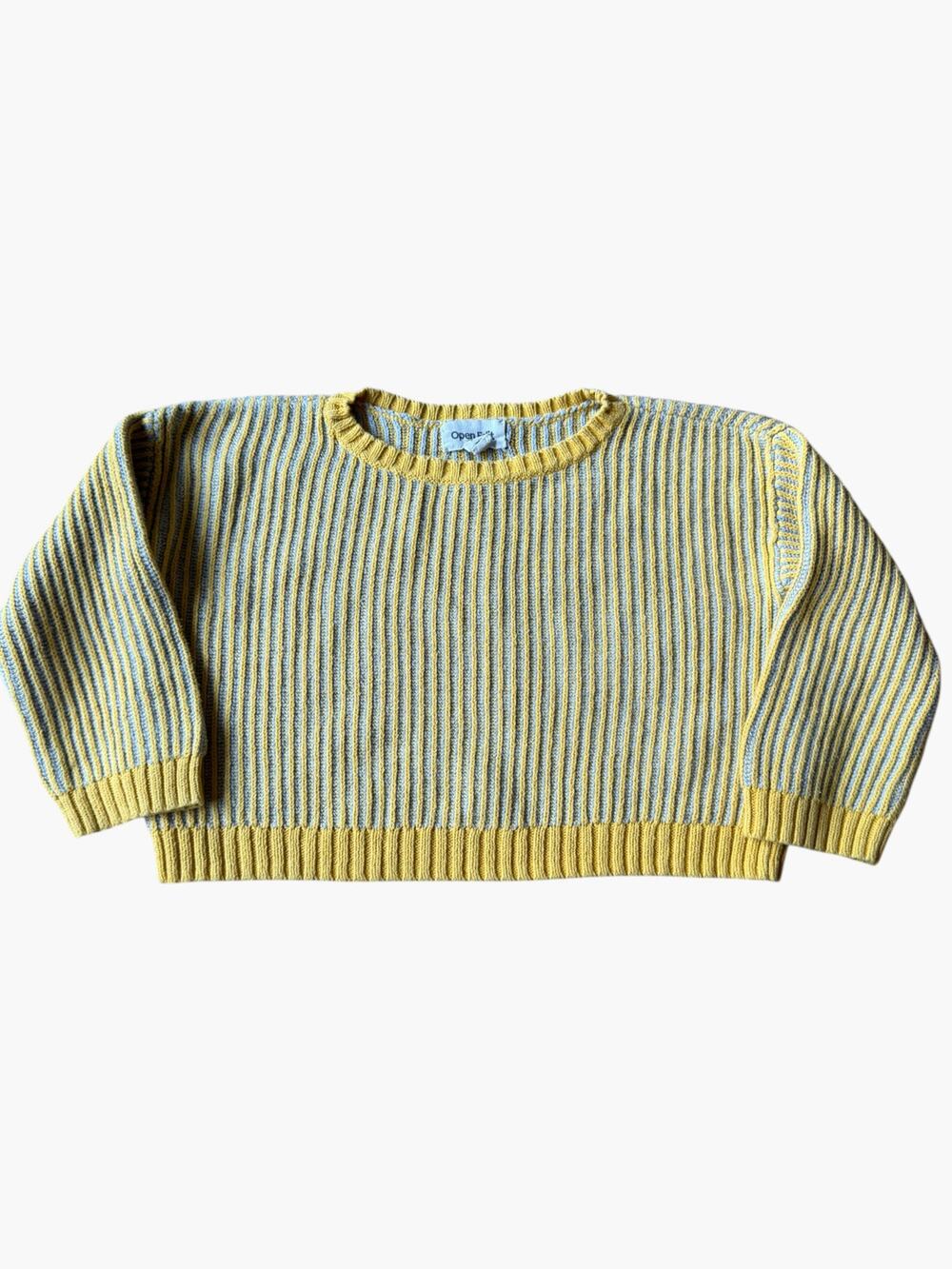 Nordstrom Open Edit Toddler Organic Cotton Ribbed Knit Sweater Yellow Gray 24M